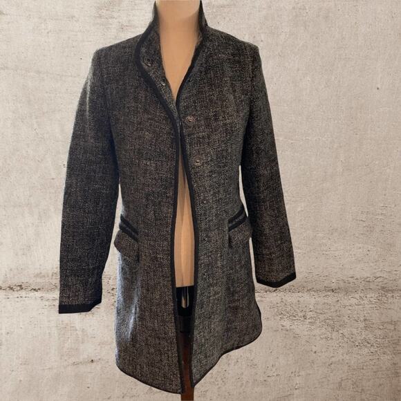 mossimo supply co. Tweed Wool Blend Coat fully lined  black trim Size Small - Picture 3 of 11